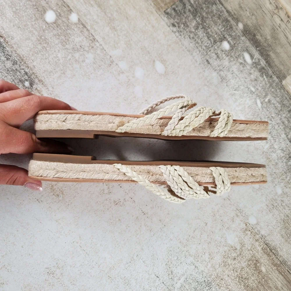 Madewell Bobbi Espadrille Womens Slide Sz 8 Comfort Alabaster Slip On Open Toe
